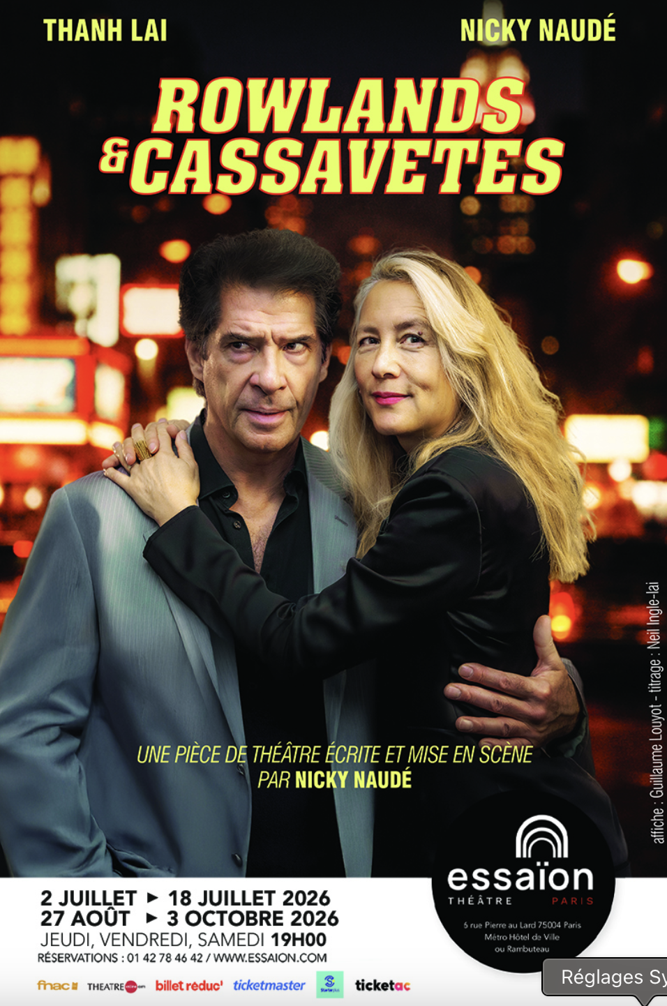 Rowlands et Cassavetes : le couple qui a réinventé le cinéma s’invite au Théâtre Essaïon